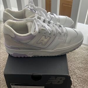 New Balance Kids White and Purple Sneakers